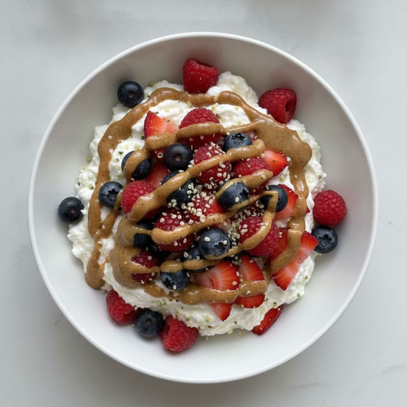 Greek Yogurt Protein Parfait with Mixed Berries and Almond Butter