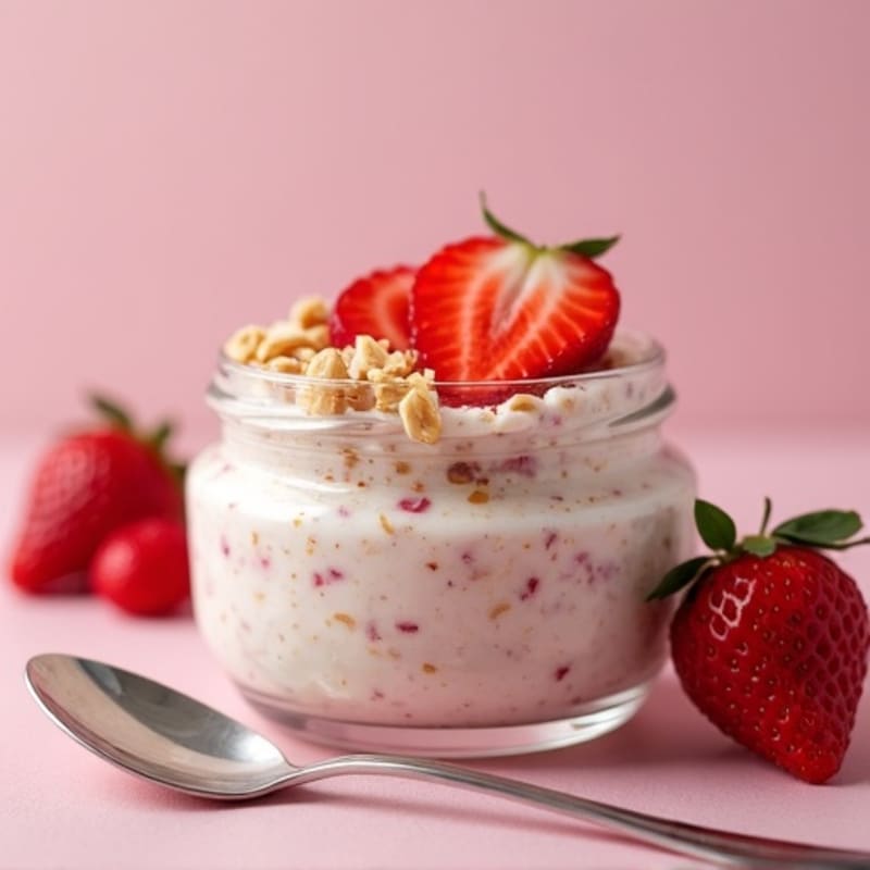 Strawberry Shortcake Protein Overnight Oats