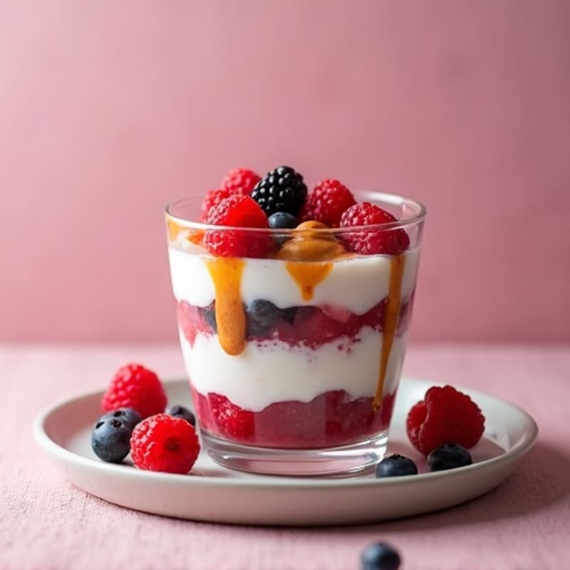 Greek Yogurt Protein Parfait with Berries and Almond Butter