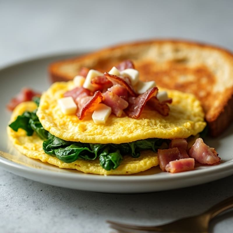 Egg White Omelette with Spinach and Turkey Bacon