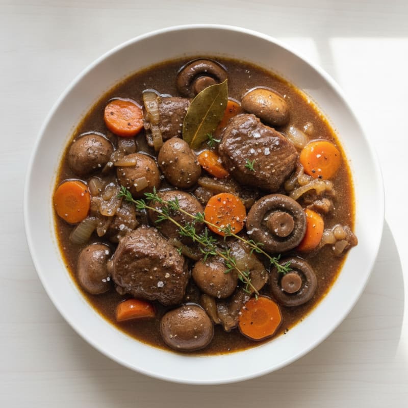 Classic Beef Bourguignon with Mushrooms