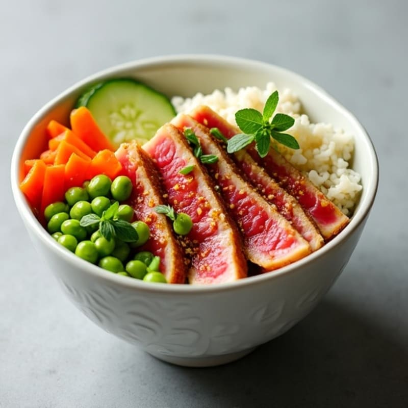 Seared Tuna Poke Bowl with Sesame Rice