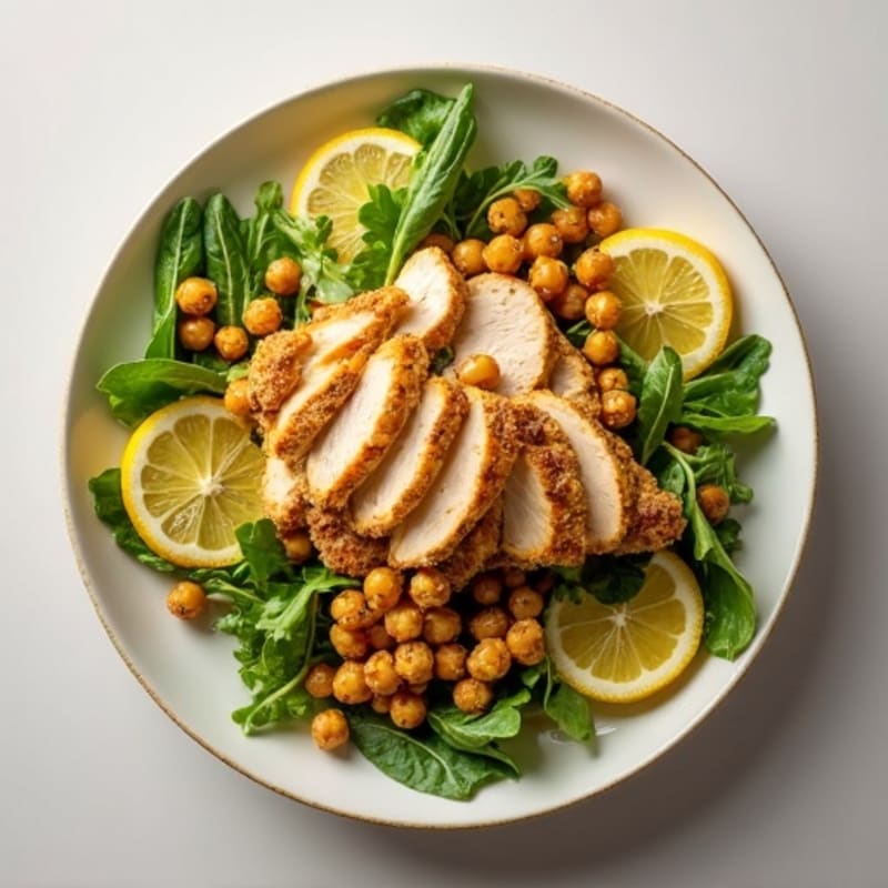 Lemon-Herb Roasted Chicken Salad with Crispy Chickpeas