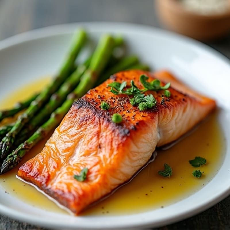 Crispy Pan-Seared Salmon with Roasted Asparagus