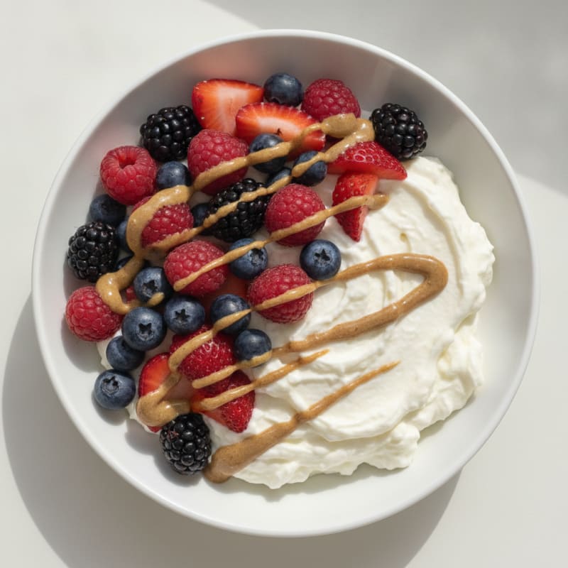 Silky Greek Yogurt Protein Mousse with Mixed Berries