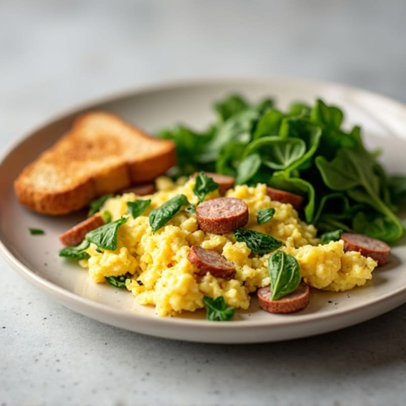 Egg White Scramble with Spinach and Turkey Sausage