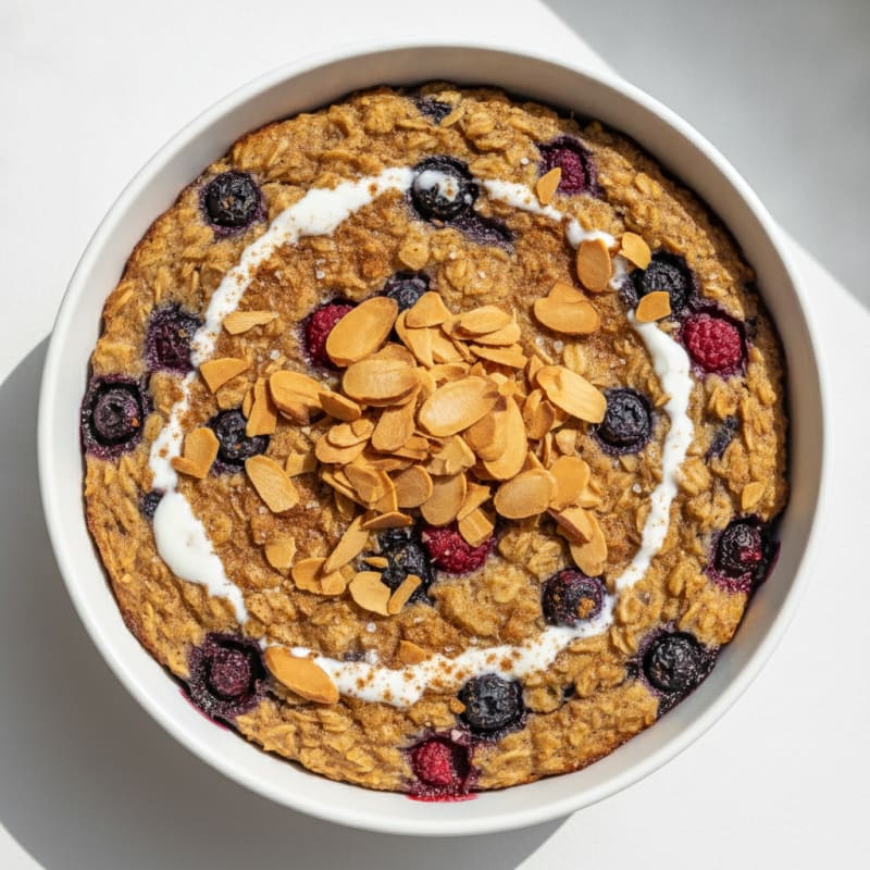 Baked Berry Oatmeal with Toasted Almonds