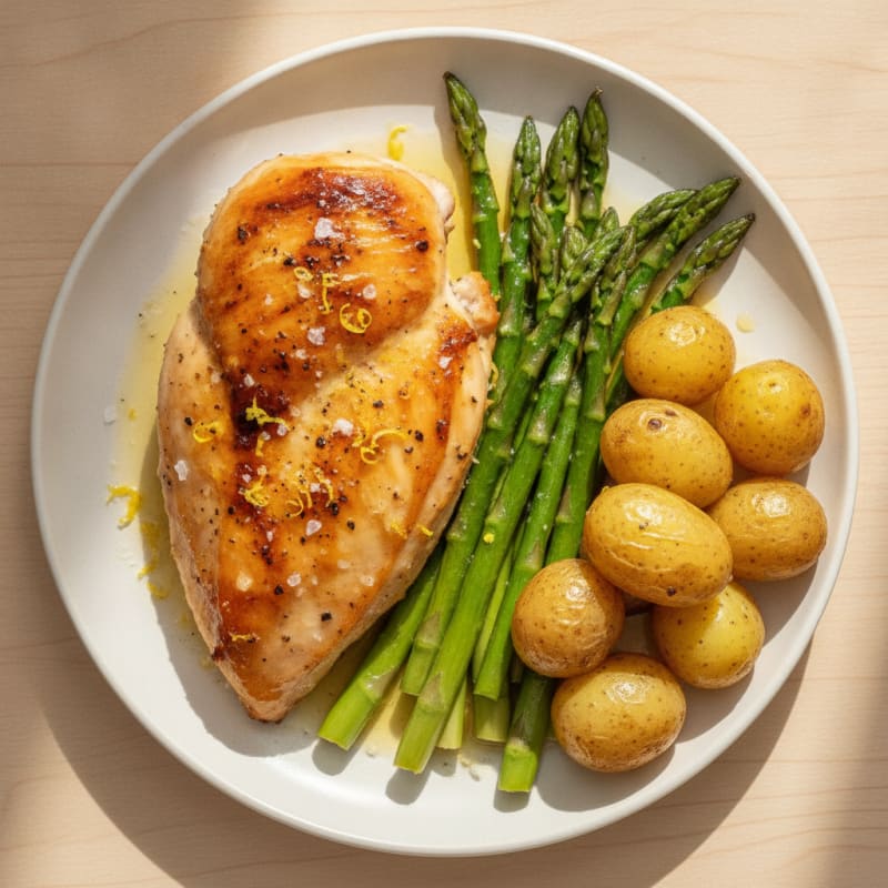 Lemon Herb Roasted Chicken with Asparagus