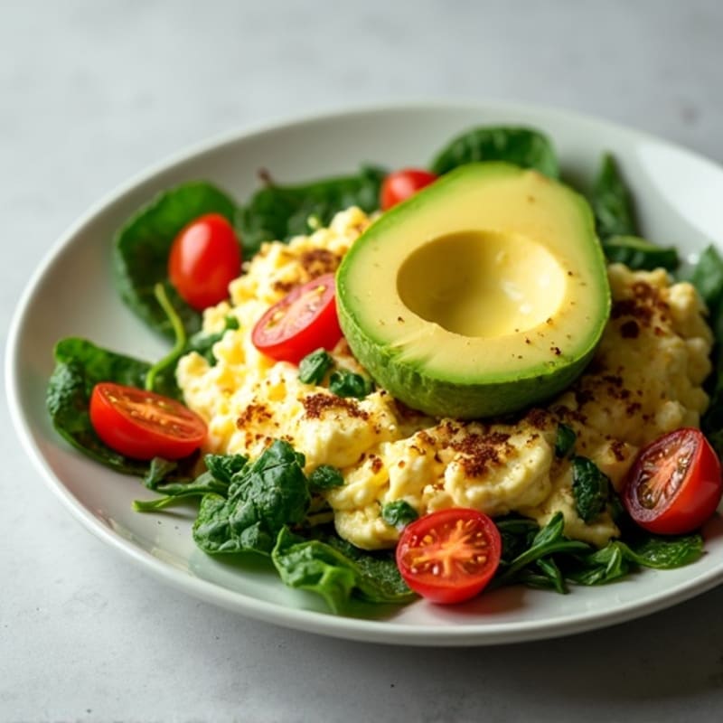 Egg White Scramble with Cottage Cheese and Spinach