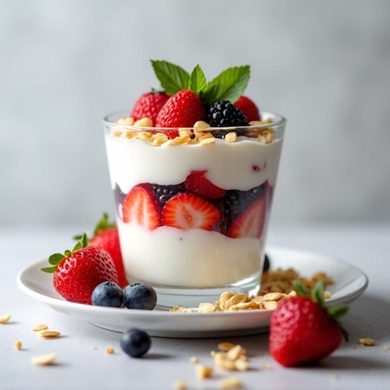 Greek Yogurt Protein Parfait with Mixed Berries