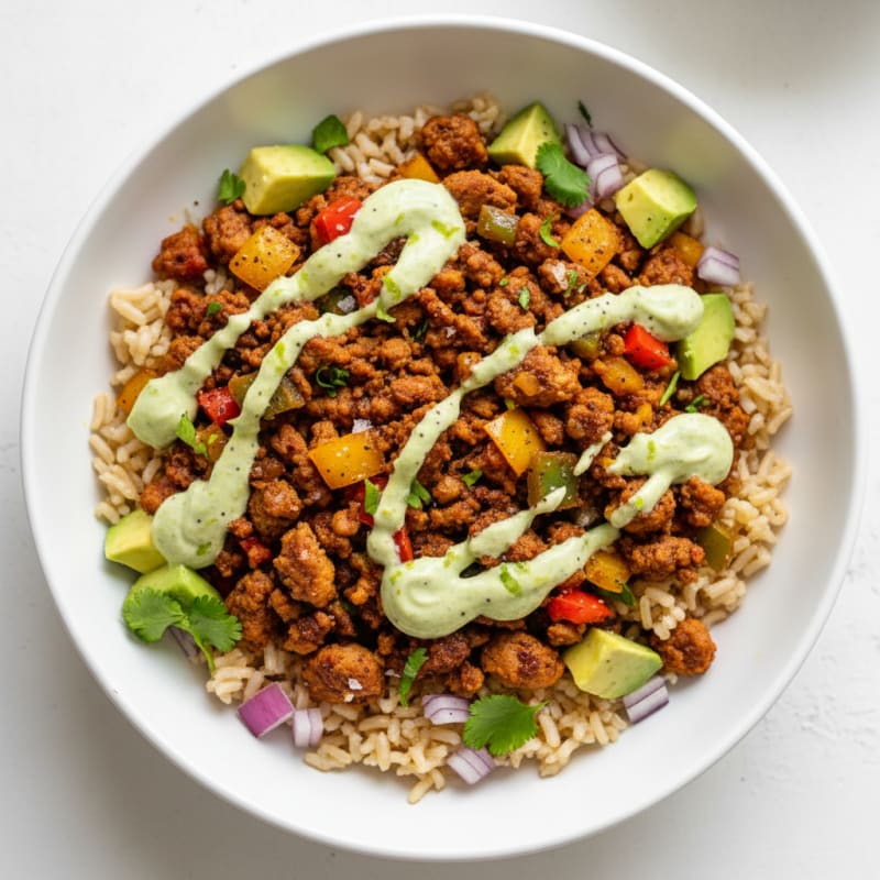 Turkey Taco Bowl with Lime Crema