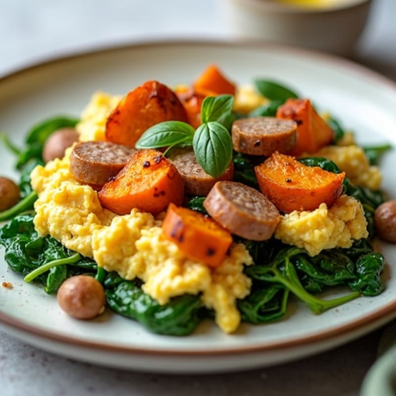 High-Protein Scramble with Roasted Sweet Potatoes