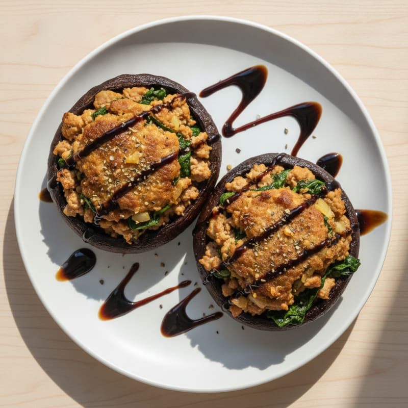 Herb-Stuffed Portobello Mushrooms with Balsamic Glaze