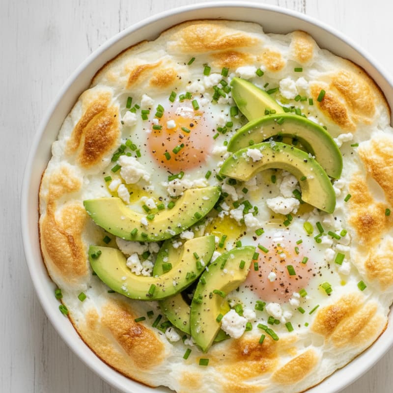 Baked Eggs with Avocado and Feta