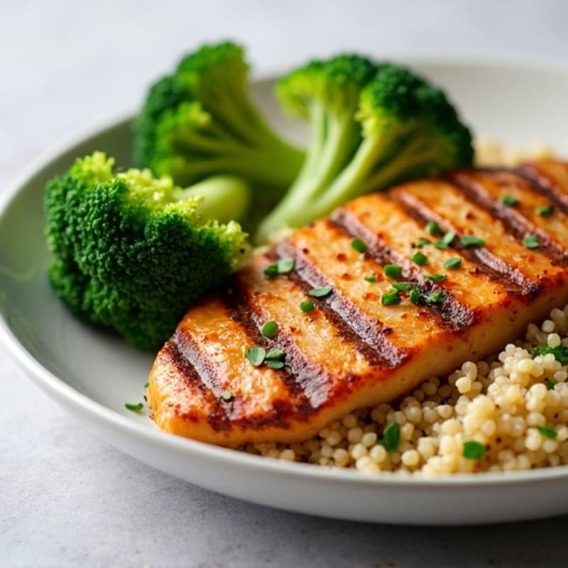 Grilled Chicken Breast with Quinoa and Steamed Broccoli