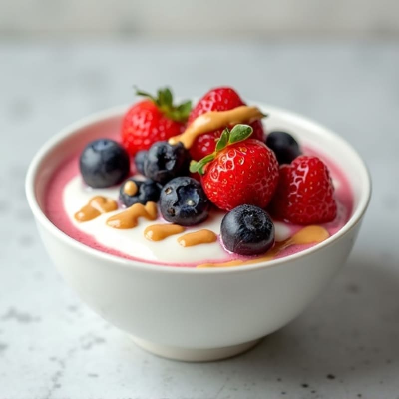 Creamy Greek Yogurt Protein Bowl with Mixed Berries and Almond Butter