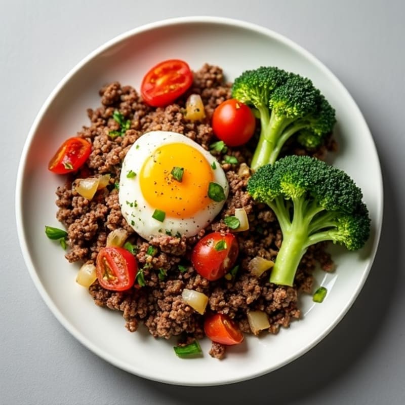 Lean Ground Beef and Crispy Broccoli Skillet