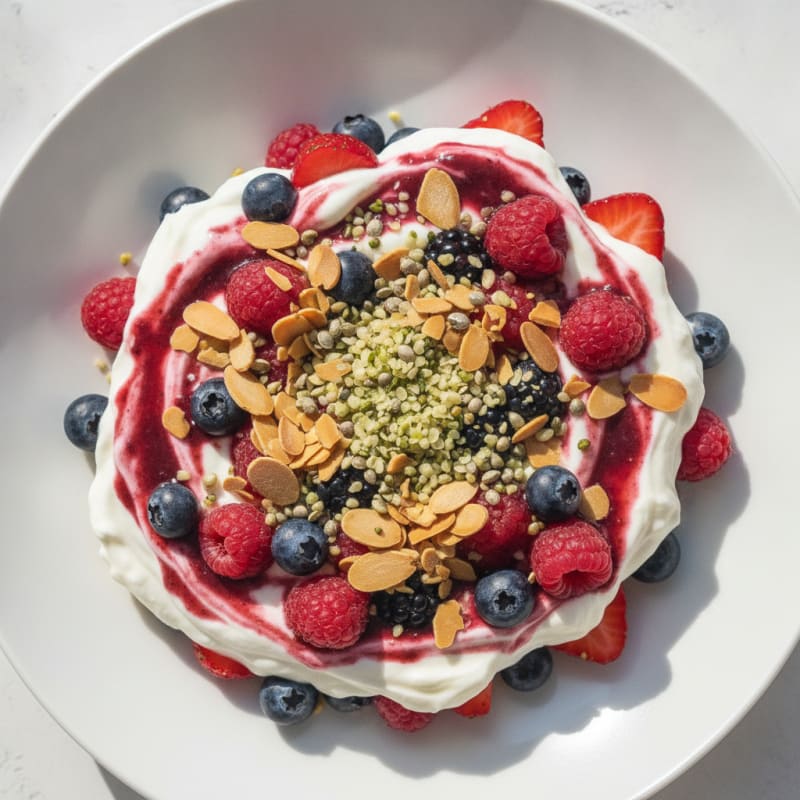 Greek Yogurt Protein Parfait with Mixed Berries