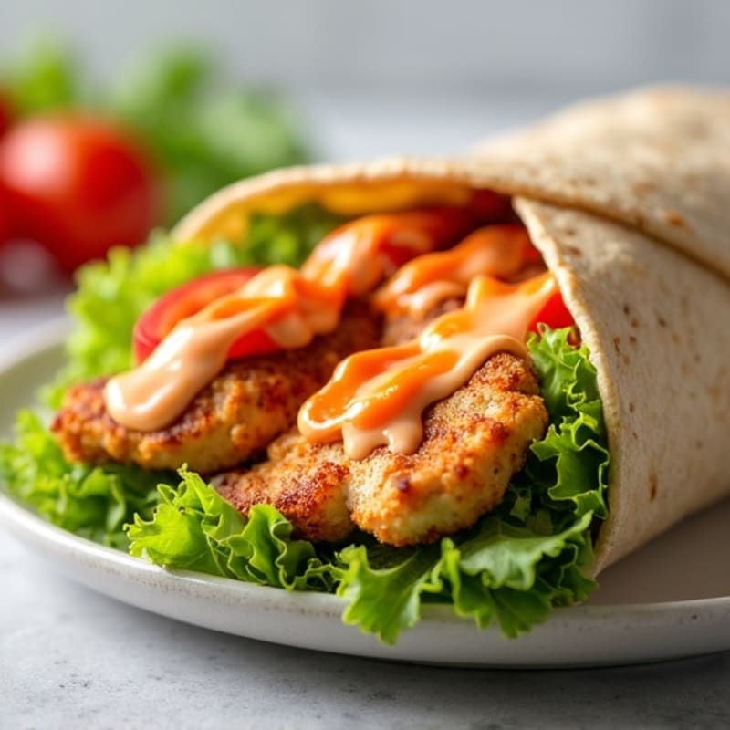 Crispy Buffalo Ranch Chicken Wrap with Fresh Vegetables