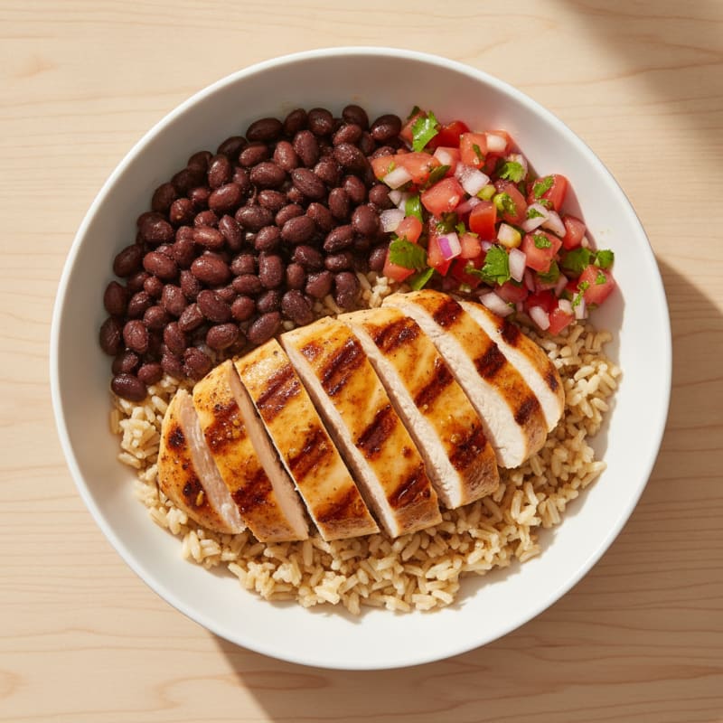 Citrus-Garlic Grilled Chicken Bowl with Brown Rice and Pico de Gallo