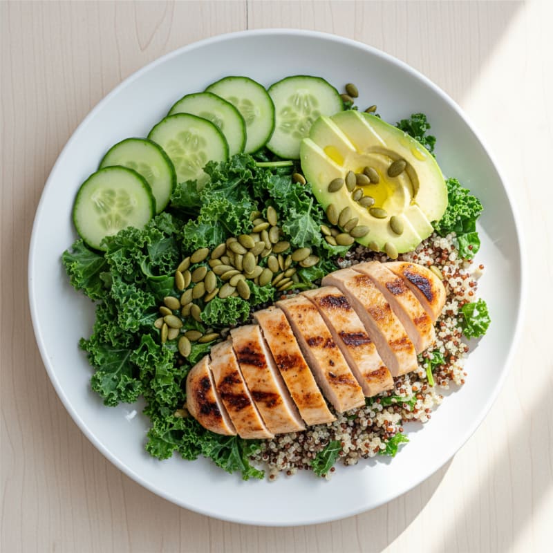 Grilled Chicken and Quinoa Power Bowl with Crunchy Greens