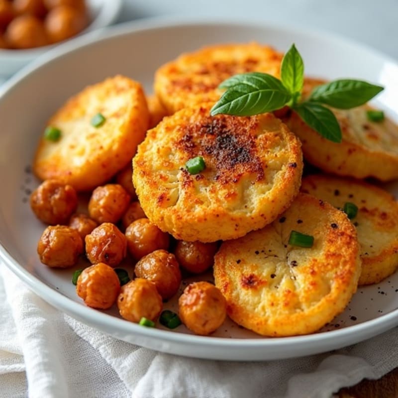 Spiced Crispy Paneer and Roasted Chickpeas
