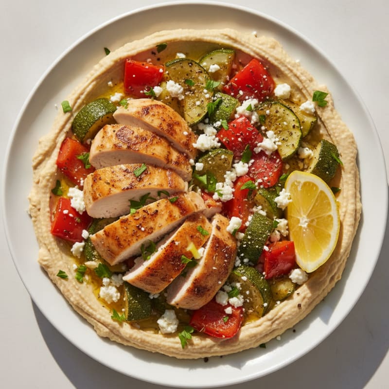 Mediterranean Hummus Platter with Roasted Vegetables