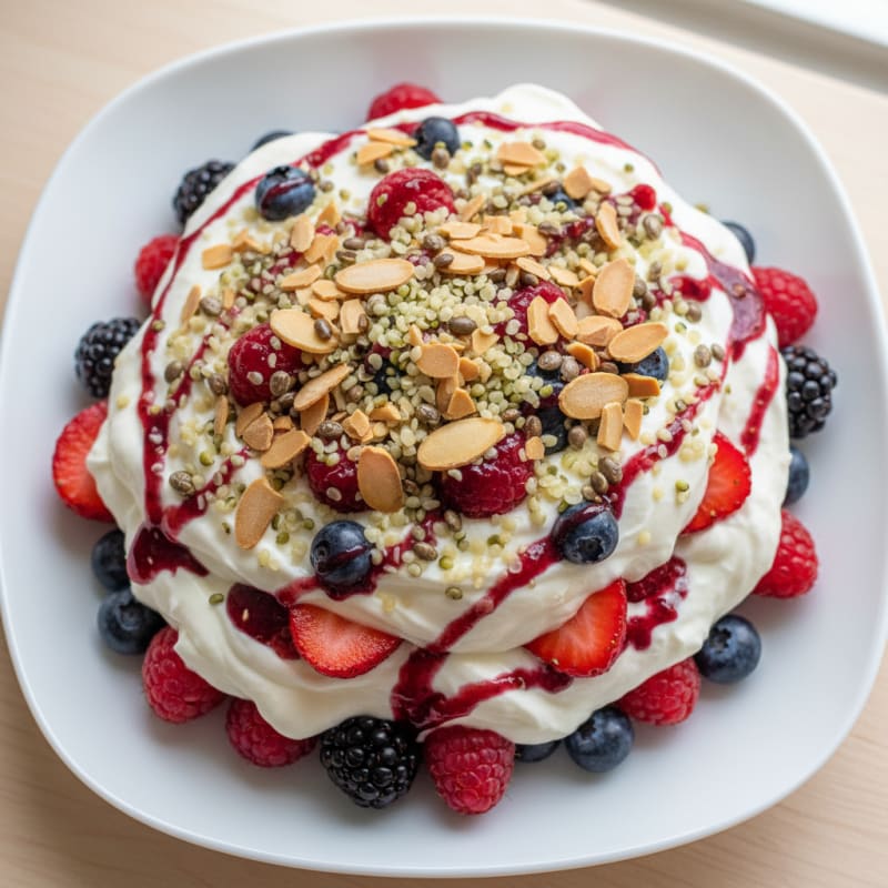 Silky Greek Yogurt Protein Parfait with Mixed Berries