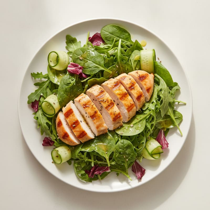 Grilled Chicken Breast with Mixed Greens and Lemon Vinaigrette