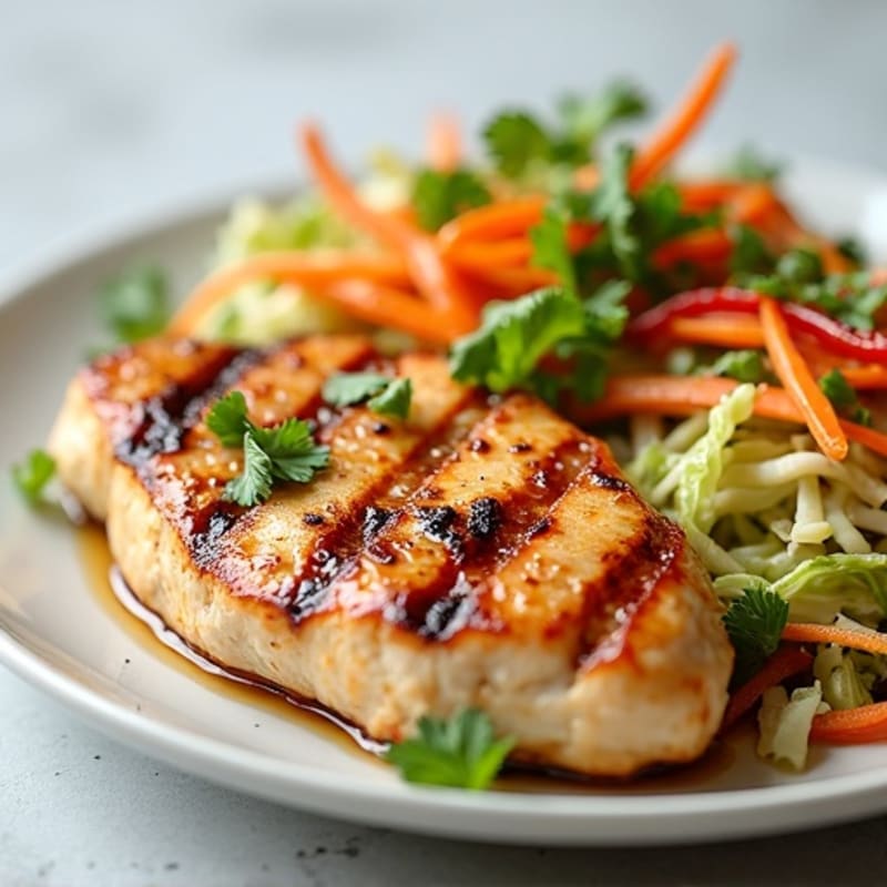 Grilled Chicken Breast with Crunchy Cabbage Slaw
