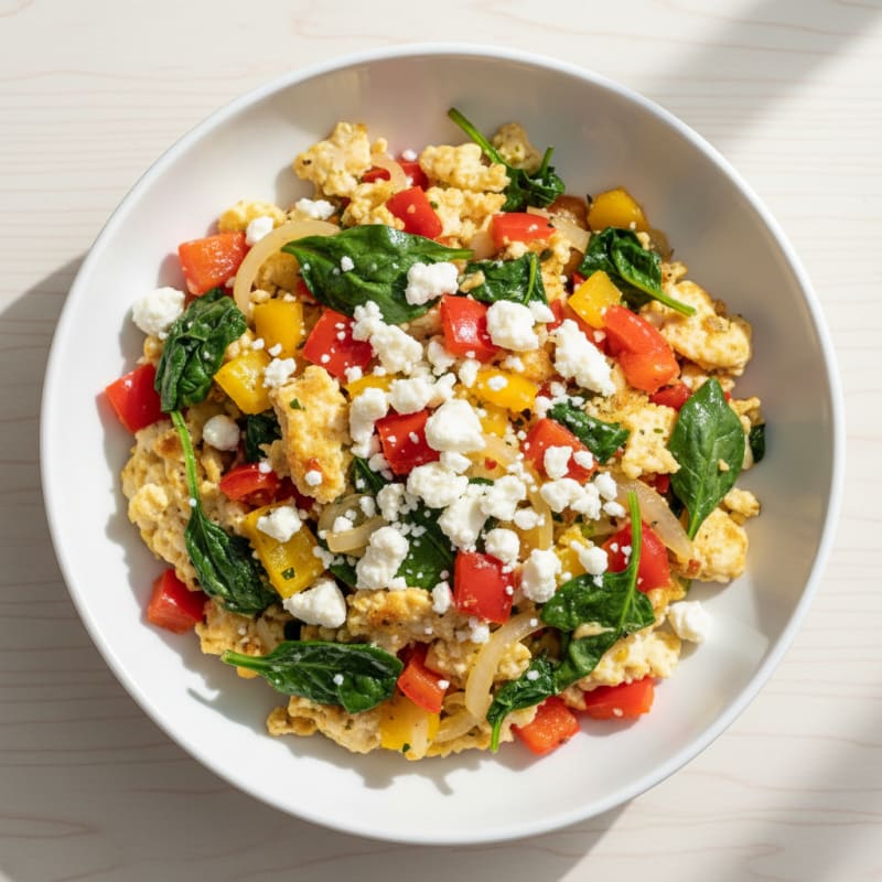 Egg White Veggie Scramble with Low-Fat Feta