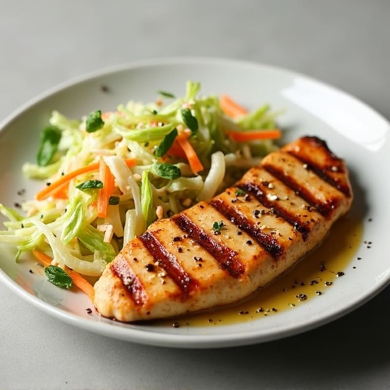 Grilled Chicken Breast with Crunchy Cabbage Slaw