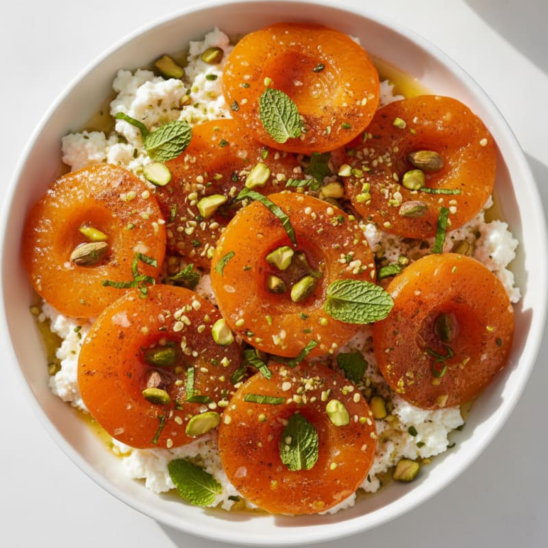 Cardamom Roasted Apricots with Mint Cottage Cheese