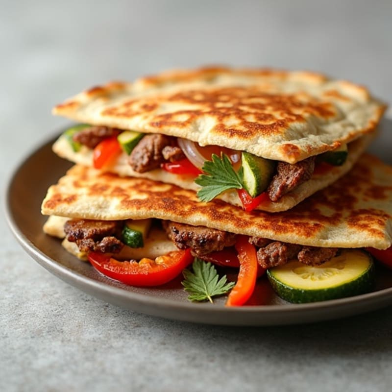 Crispy Steak and Roasted Veggie Quesadillas