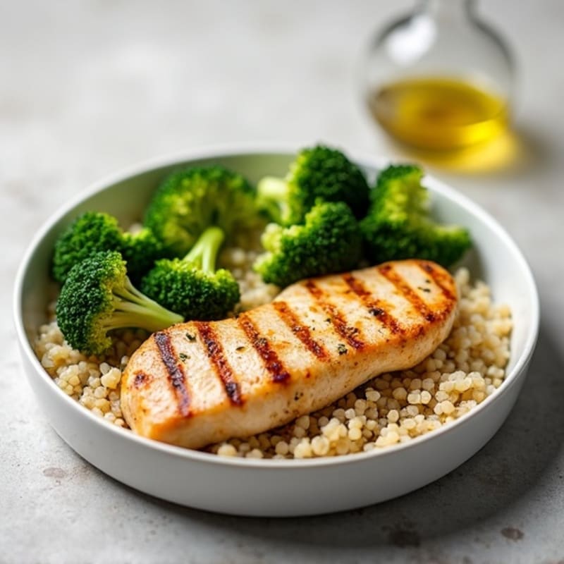 Grilled Chicken Breast with Quinoa and Steamed Broccoli