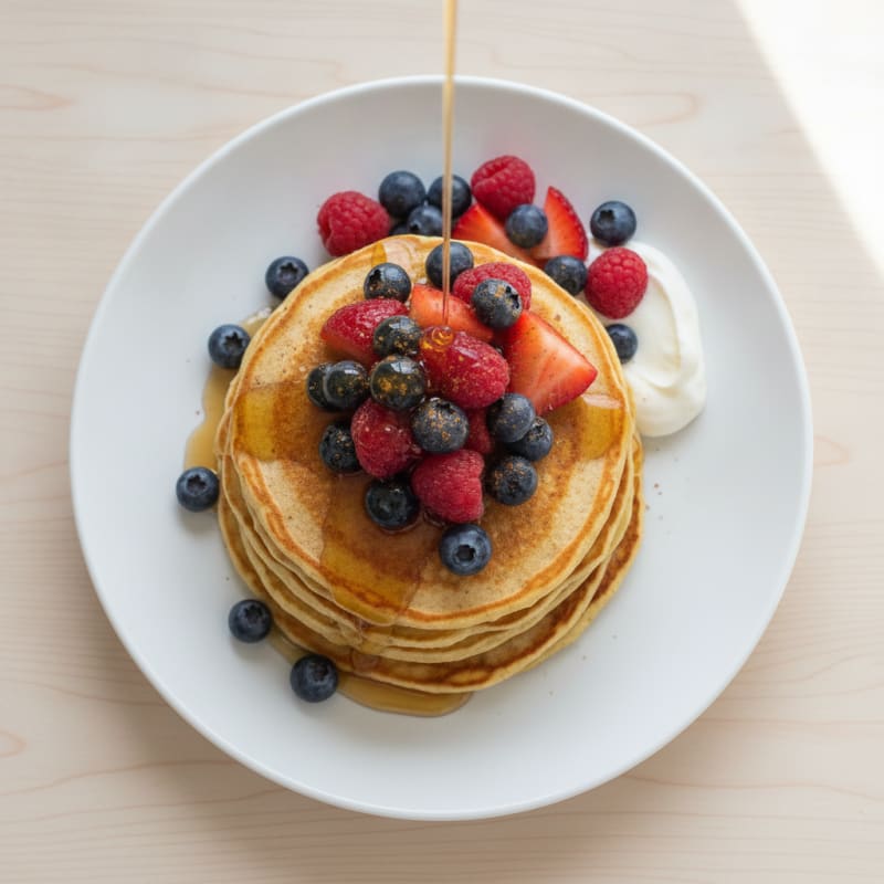 Fluffy Protein Pancakes with Berries