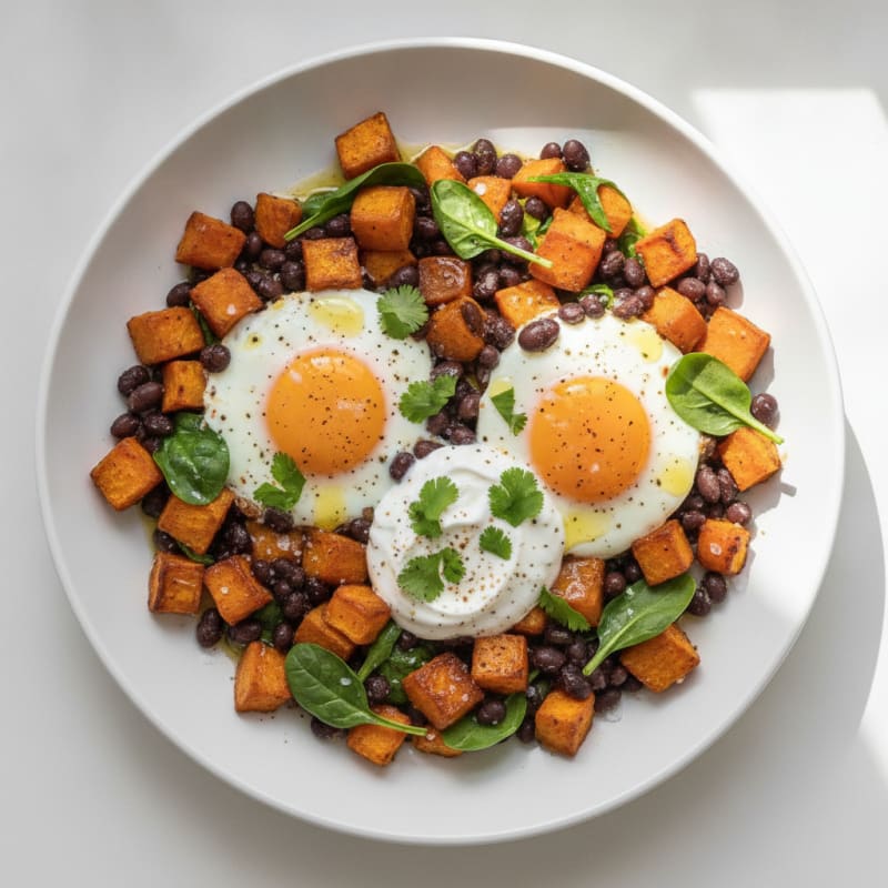 Baked Eggs with Roasted Sweet Potatoes