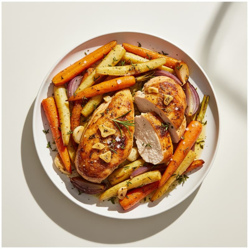 Garlic Herb Roasted Chicken with Root Vegetables