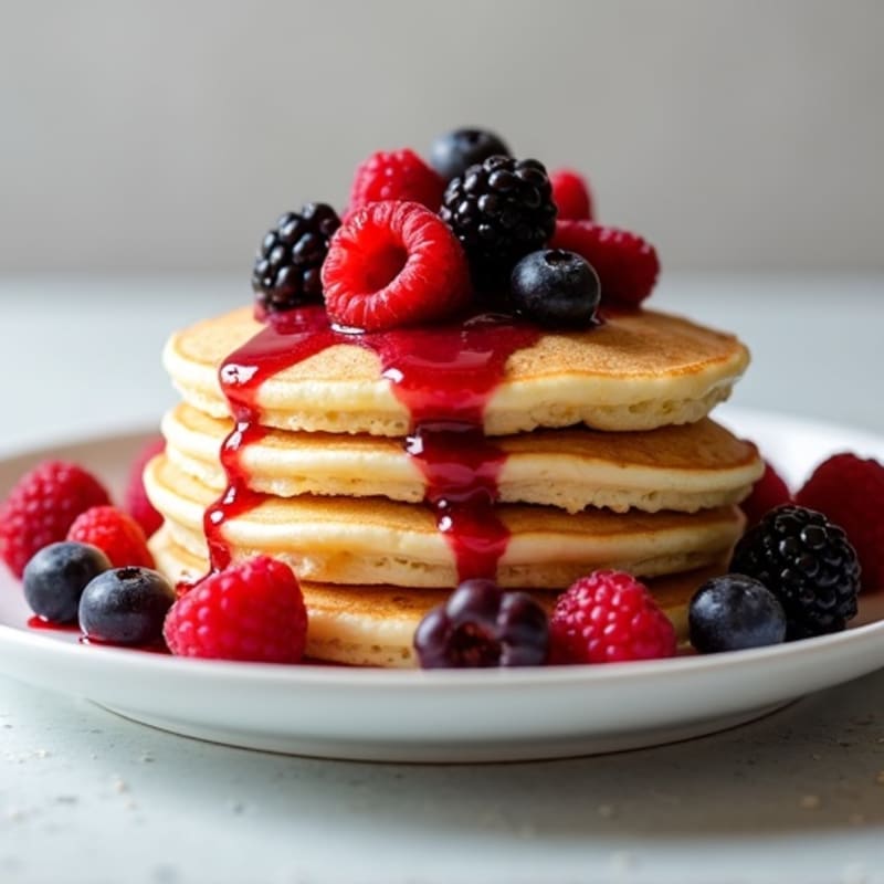 Fluffy Egg White Protein Pancakes with Berry Compote