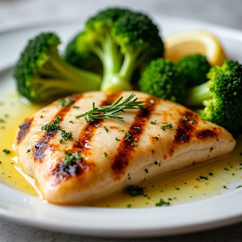 Lemon Herb Grilled Chicken with Crispy Roasted Broccoli