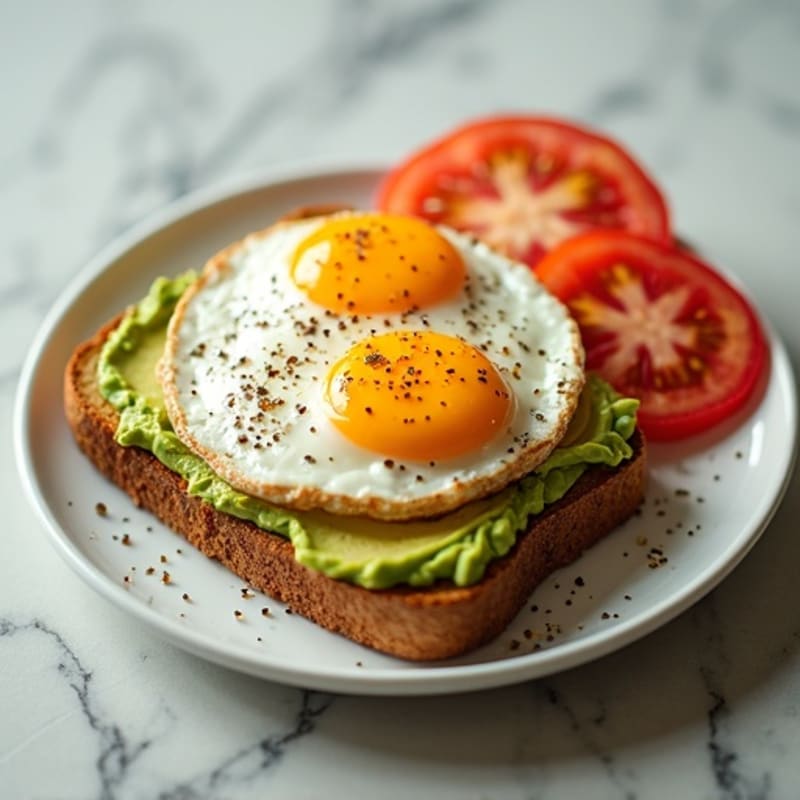 Creamy Avocado Toast with Fried Egg and Fresh Tomato