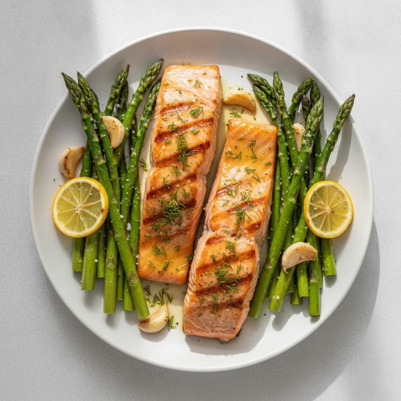 Lemon Herb Grilled Salmon with Asparagus