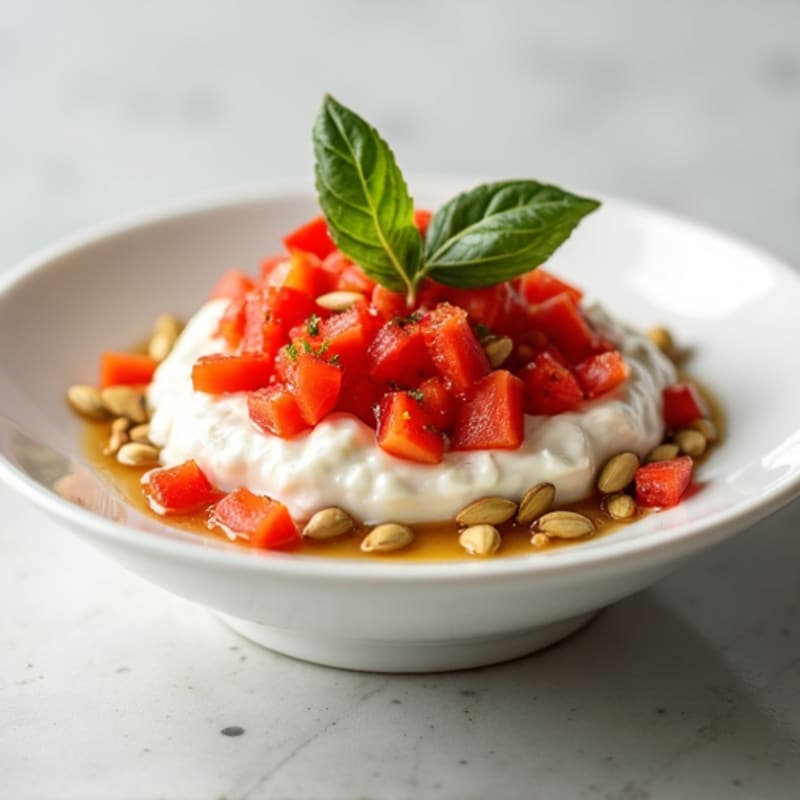Greek Yogurt with Chopped Bell Peppers and Sunflower Seeds