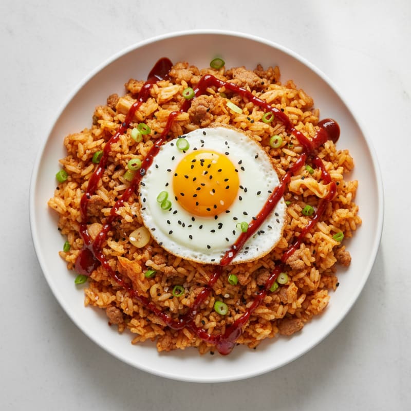 Crispy Kimchi Fried Rice with Pork