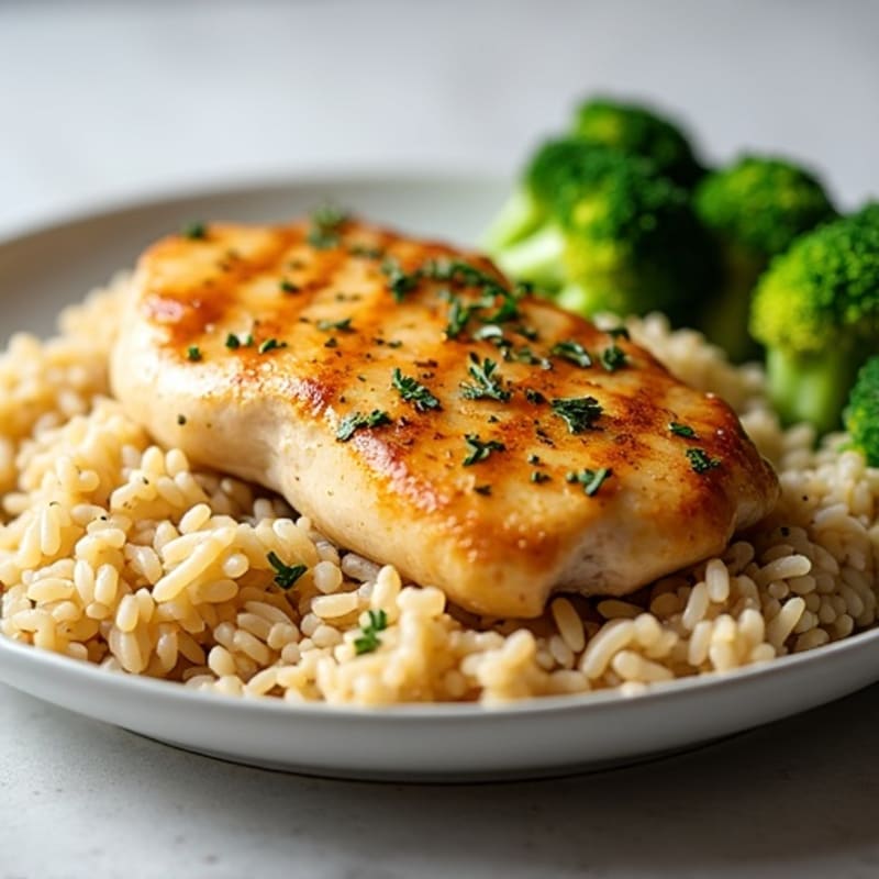 Lemon-Herb Roasted Chicken with Fluffy Brown Rice