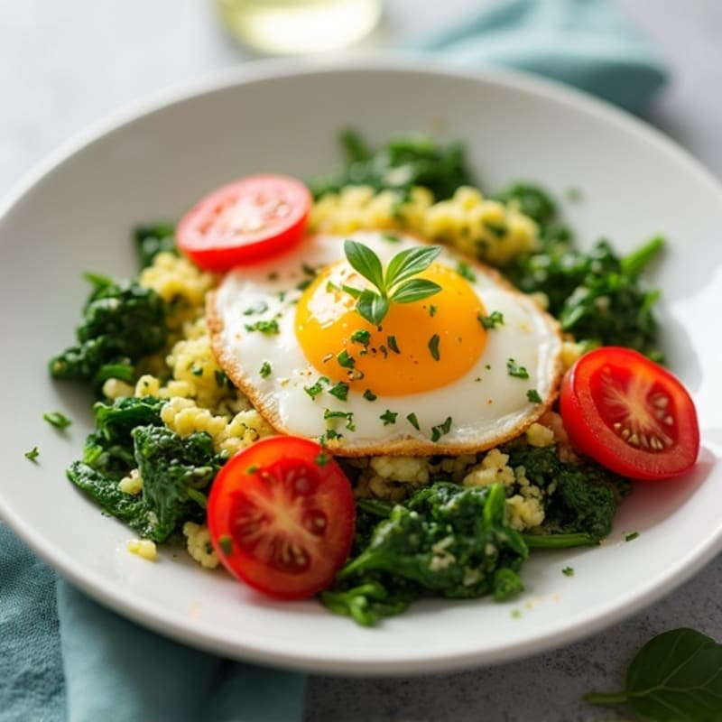 Cottage Cheese Scramble with Spinach and Cherry Tomatoes