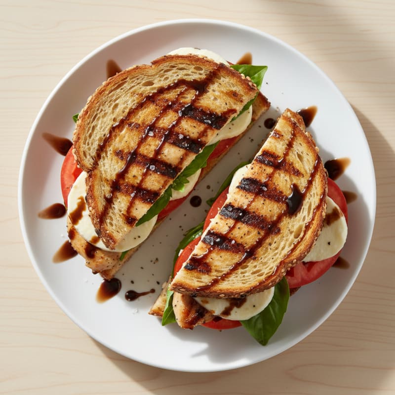 Grilled Chicken Caprese Sandwich with Balsamic Glaze