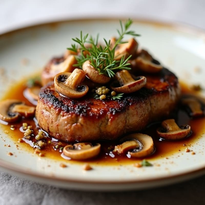 Herb-Roasted Beef Tenderloin with Umami Mushroom Topping