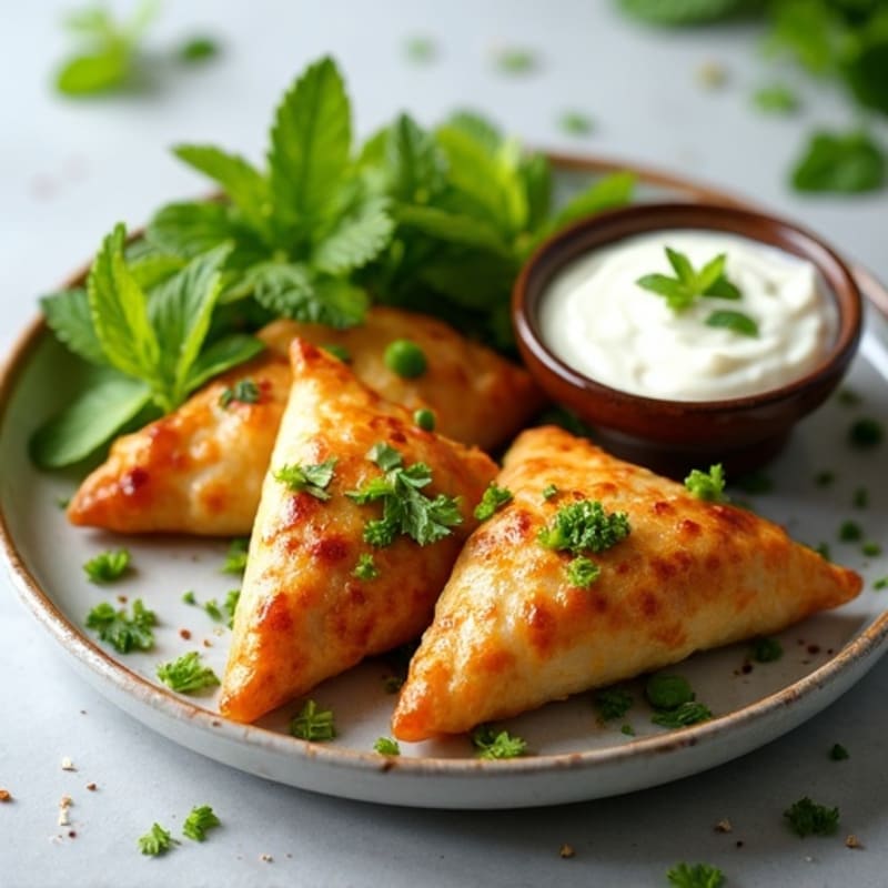 Baked Lentil-Vegetable Samosas with Mint Chutney