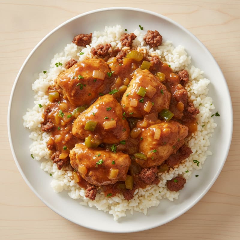 Smothered Rabbit with Cauliflower Rice